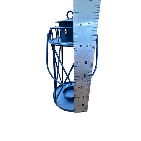 Lighthouse Candle Votive Holder Wire Dark Blue Open Metal 7.5" High Nautical - Picture 6 of 6